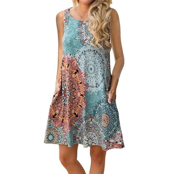 Women's Sleeveless Printed Dress. Opens flyout.