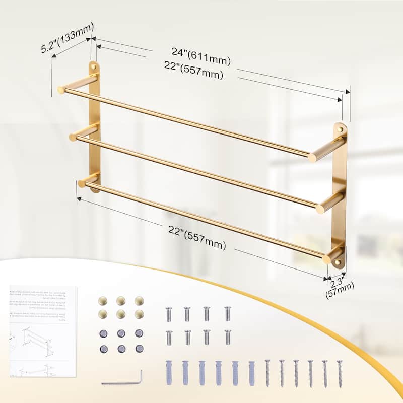 WOWOW Modern 3-Tier Wall Mounted Towel Rack