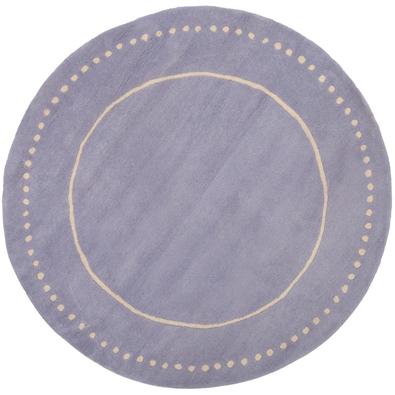 SAFAVIEH Handmade Bella Alverta Dotted Border Wool Rug - 7' x 7' Round - Lavender/Ivory
