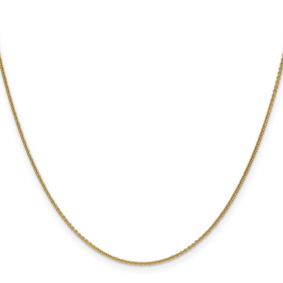 Curata Italian Solid 18k Yellow Gold 1.15mm D/C Cable Chain Necklace Length