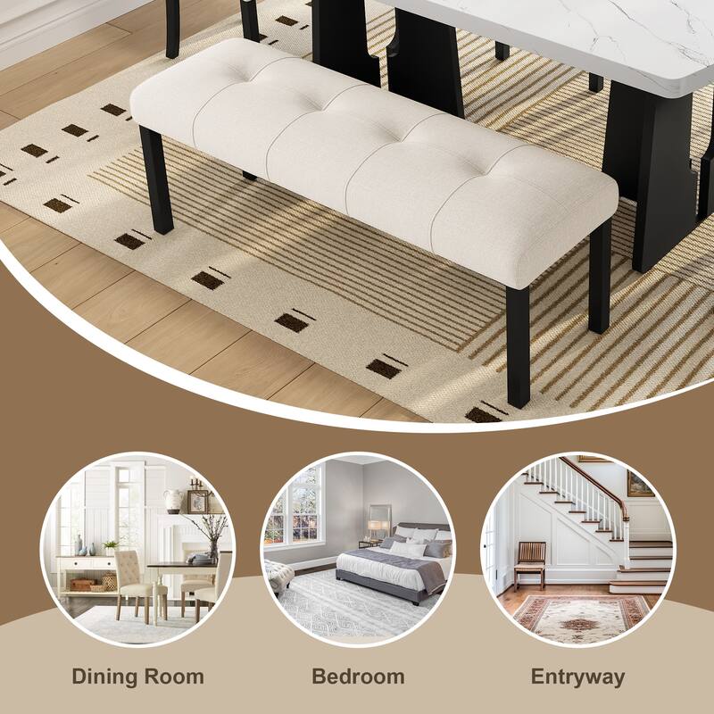 Dining Bench Window Bench Indoor Bench with Wood Legs, Rustic Footrest Bench Vanity Bench Leisure Bench