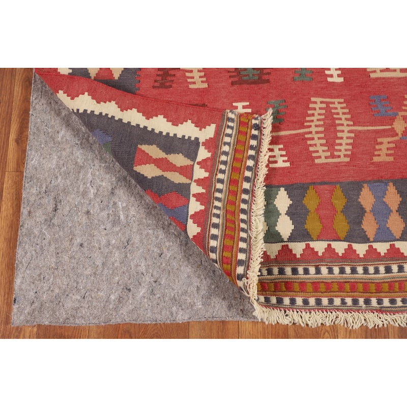 Kilim Qashqai Persian Vintage Rug Flatweave Hallway Wool Carpet - 4'11"x 9'7"