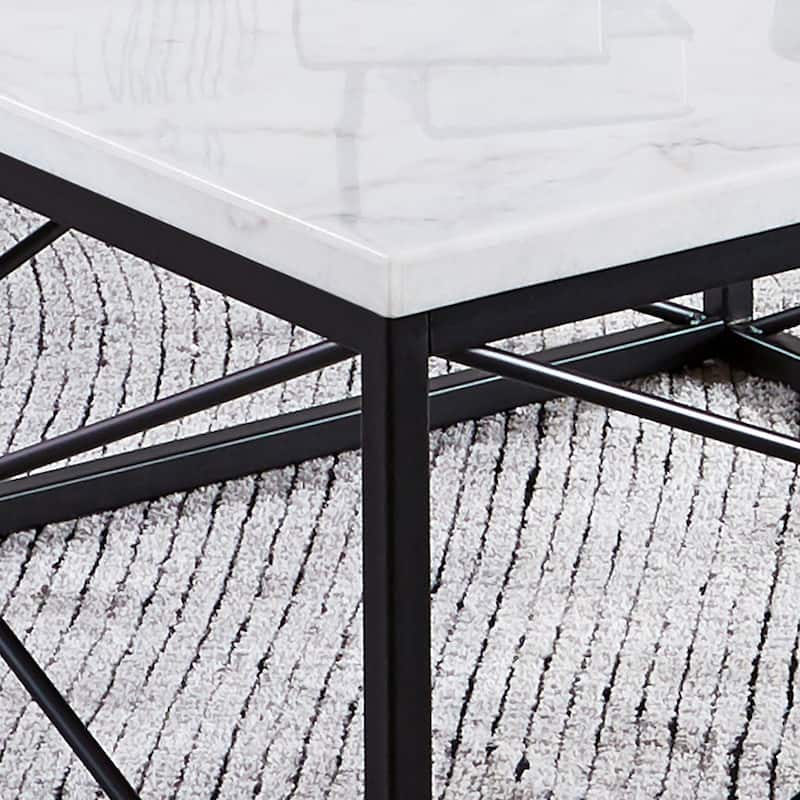 Steve Silver Havinga Modern White Marble Square Side Table
