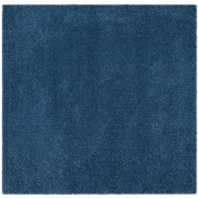 SAFAVIEH Laguna Shag Verdiana Solid Color 2-inch Thick Rug. - 6'7" Square - Blue - Square