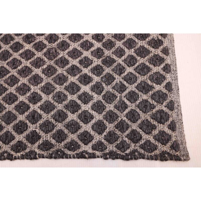 ECARPETGALLERY Braid weave Sienna Dark Grey Wool Rug - 5'0 x 7'6