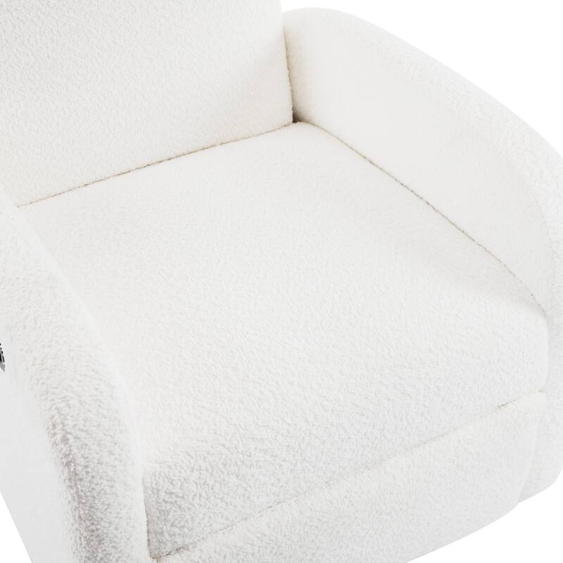 Contemporary Design 360 Swivel Boucle Glider Recliner Chair