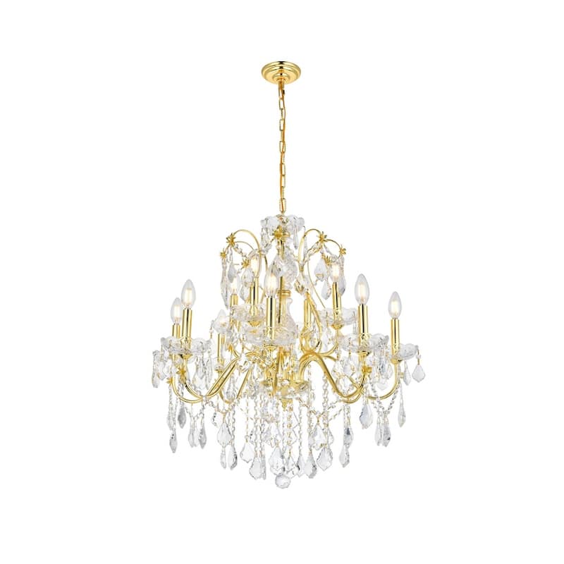 Fleur Illumination 12 light Gold Chandelier - royal cut crystals/Gold