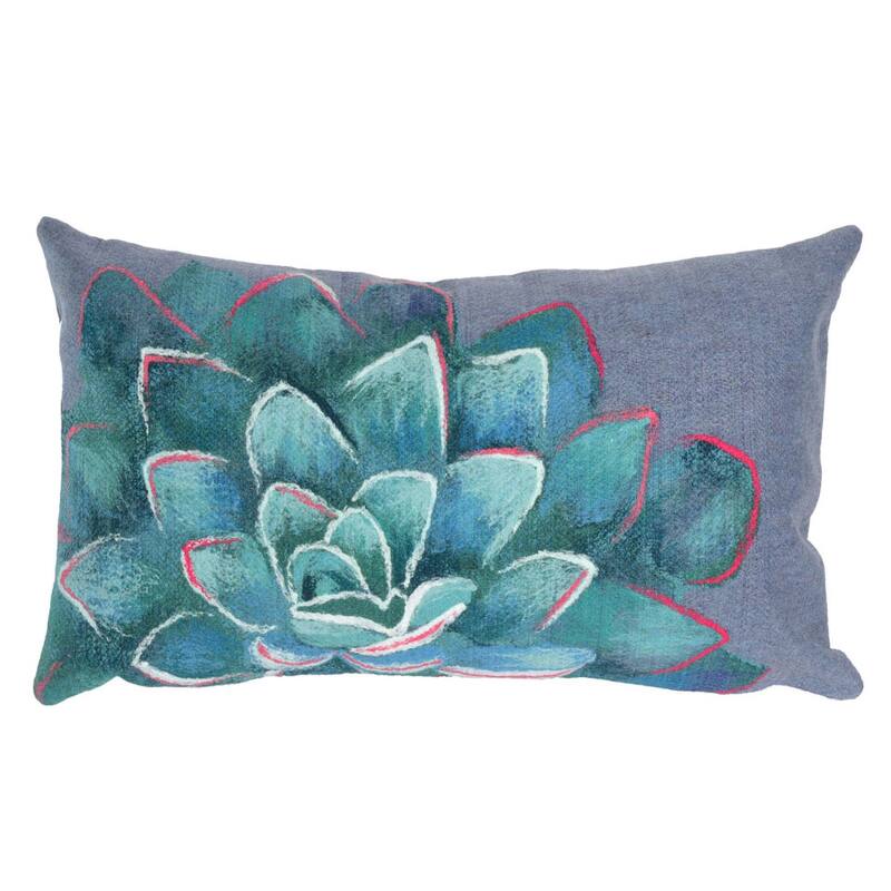 Liora Manne Visions IV Succulent Indoor/Outdoor Pillow Lapis 12" x 20"