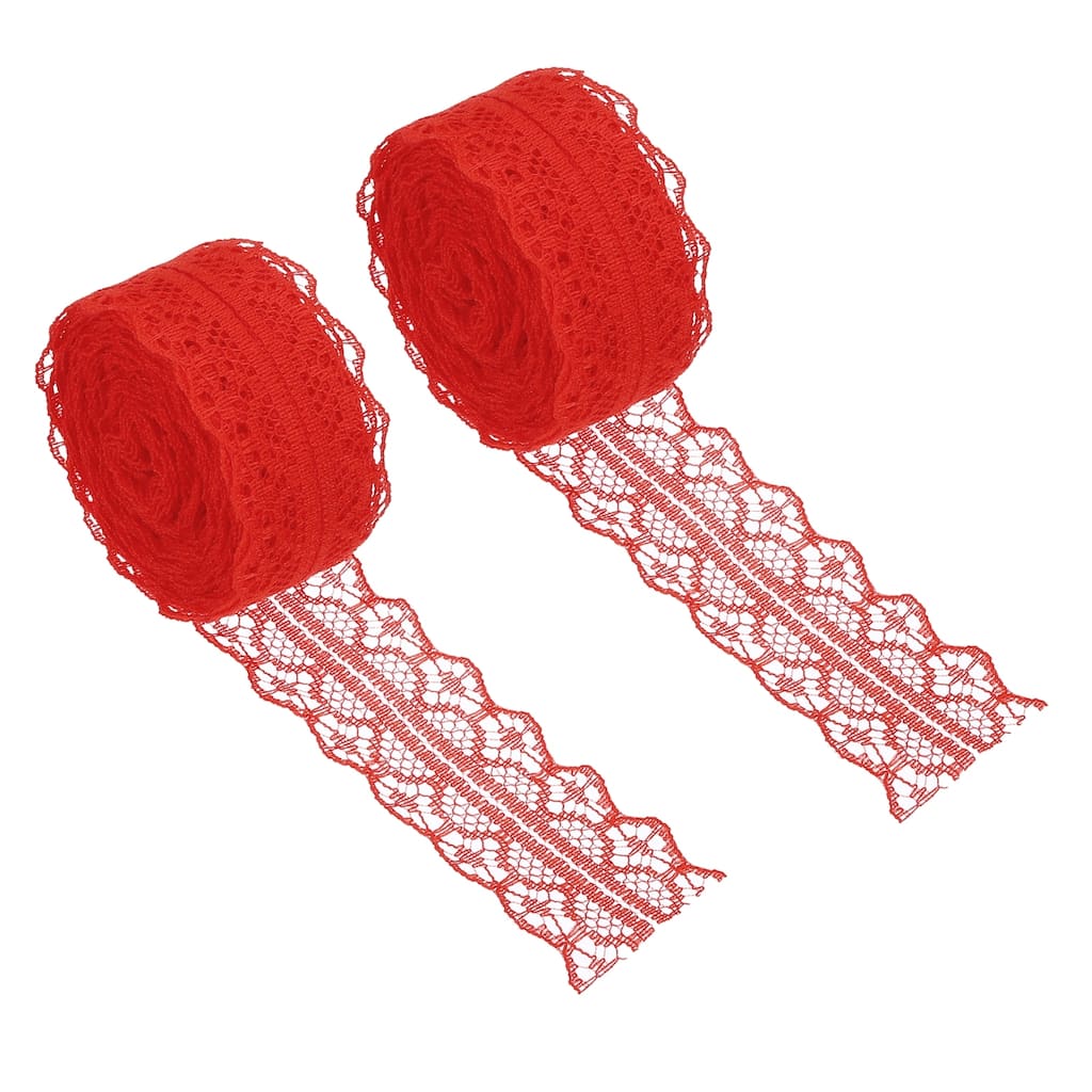 2pcs 1.2" Wide 11 Yards Lace Trim Ribbon Sewing Lace Wrapping Decor