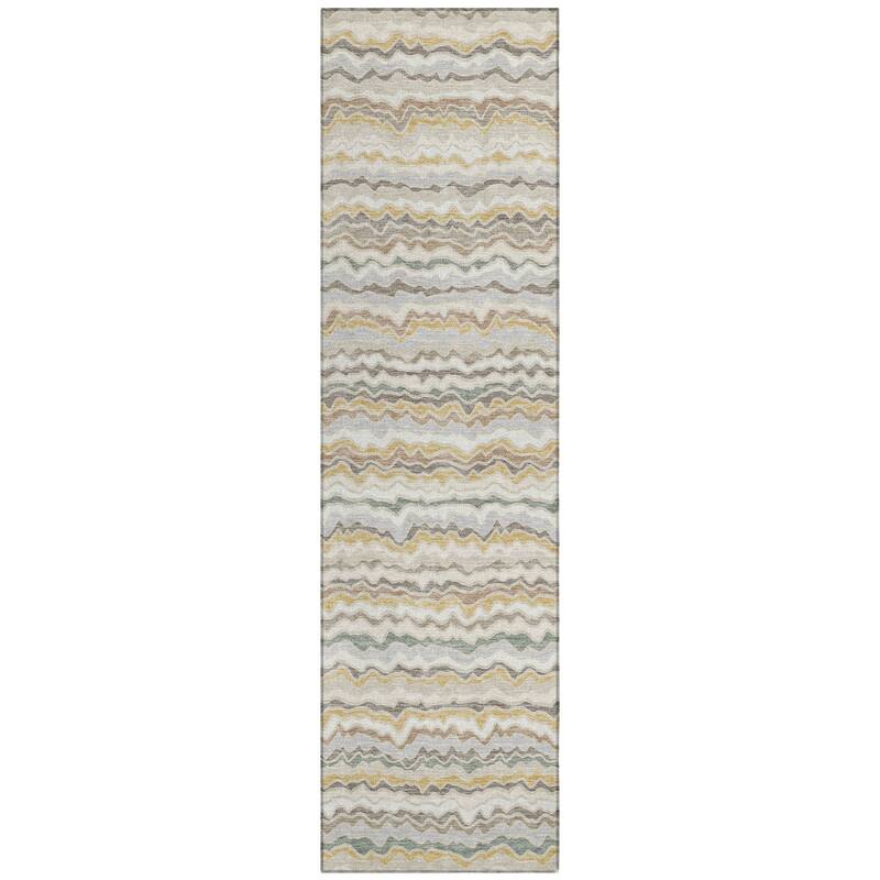 Machine Washable Indoor/ Outdoor Ziggy Stripe Chantille Rug