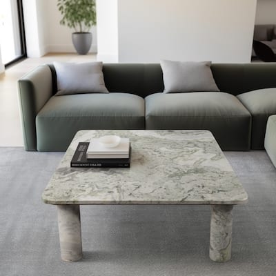 Sagebrook Home Modern Green Marble Luxury Solid Coffee Table - 35" x 35" x 13"