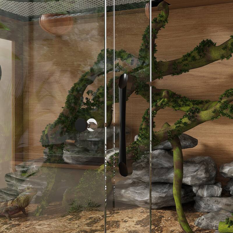 Large Reptile Terrarium Kit,Upgrade Tempered Glass,Mesh Roof Door,Sliding & Lock,for Lizard/Gecko