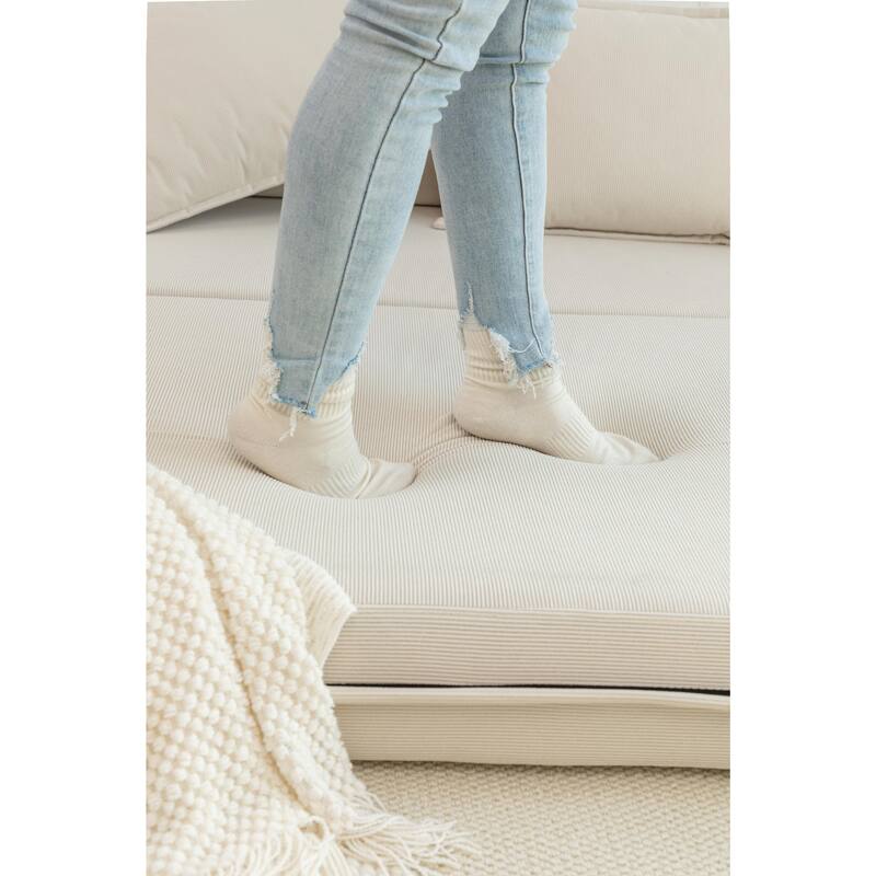 Foldable Sofa Bed Sleeper Lounge Chair with Pillow, Floor Mattress Couch with Backrest