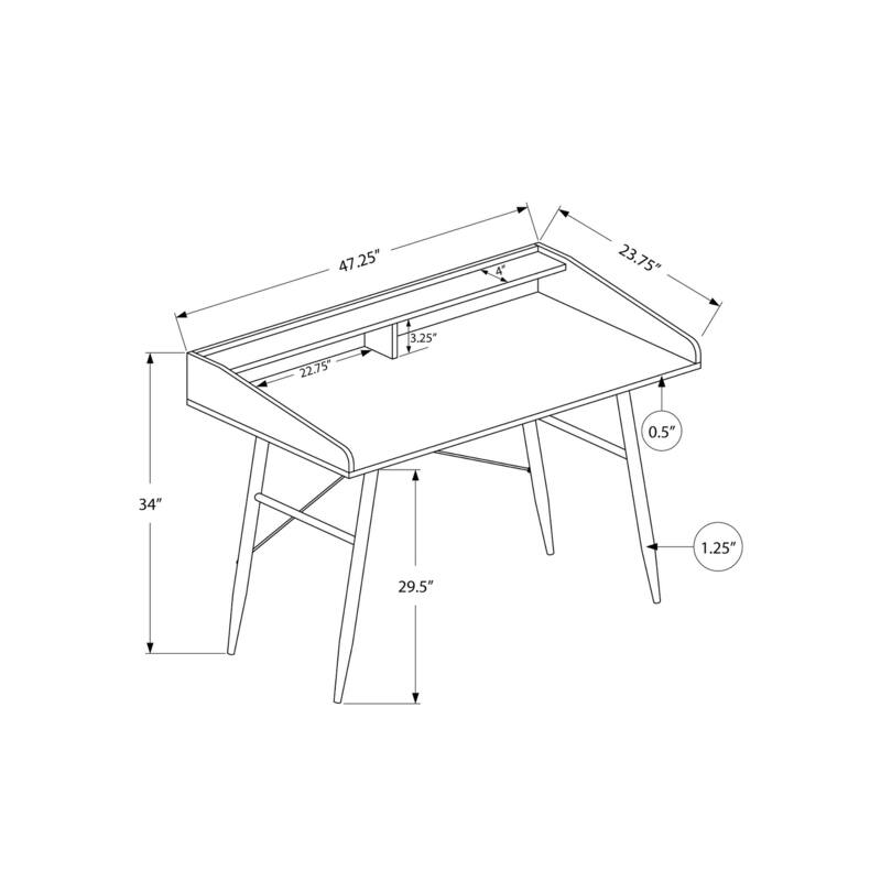 Computer Desk, Home Office, Laptop, Storage Shelves, 48"l, Work, Brown Laminate, Black Metal, Contemporary, Modern