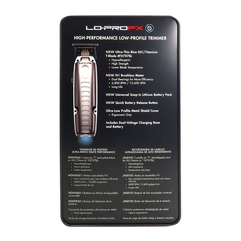BaByliss Pro FXONE LO-PROFX High-Performance Low-Profile Trimmer #FX729 + BaByliss Pro Fade Brush BPFADEB + 9" Comb