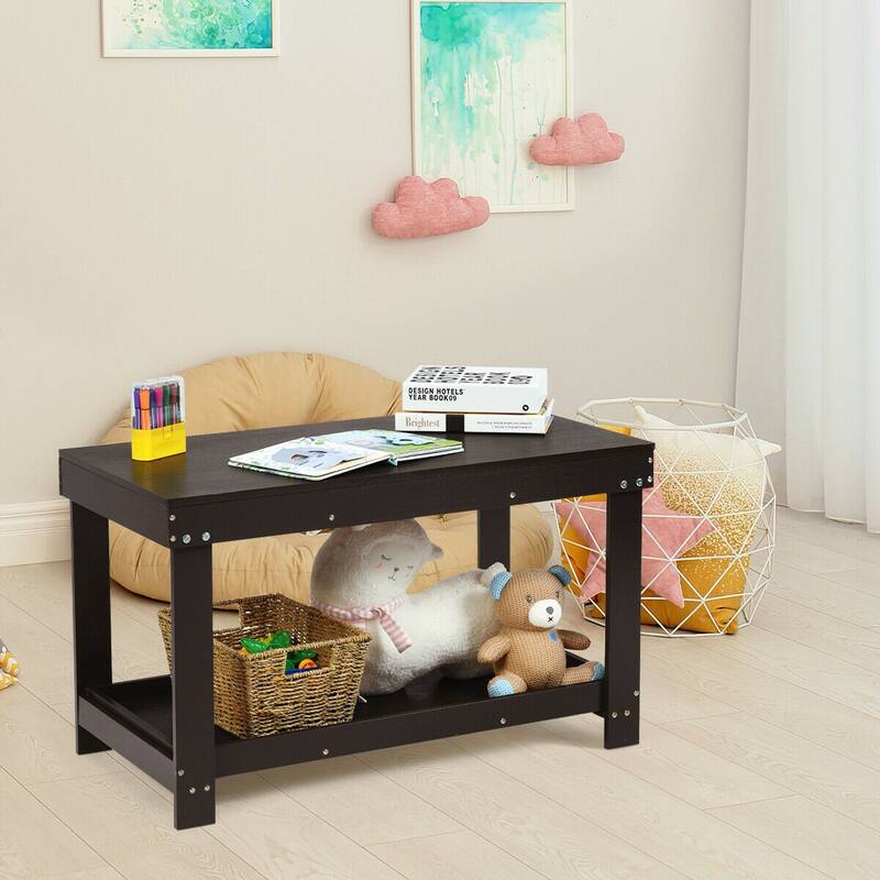 Gymax Patented Wood Kids Activity Play Table Block Table Multifunction - 32.5'' x 17'' x 19.5''