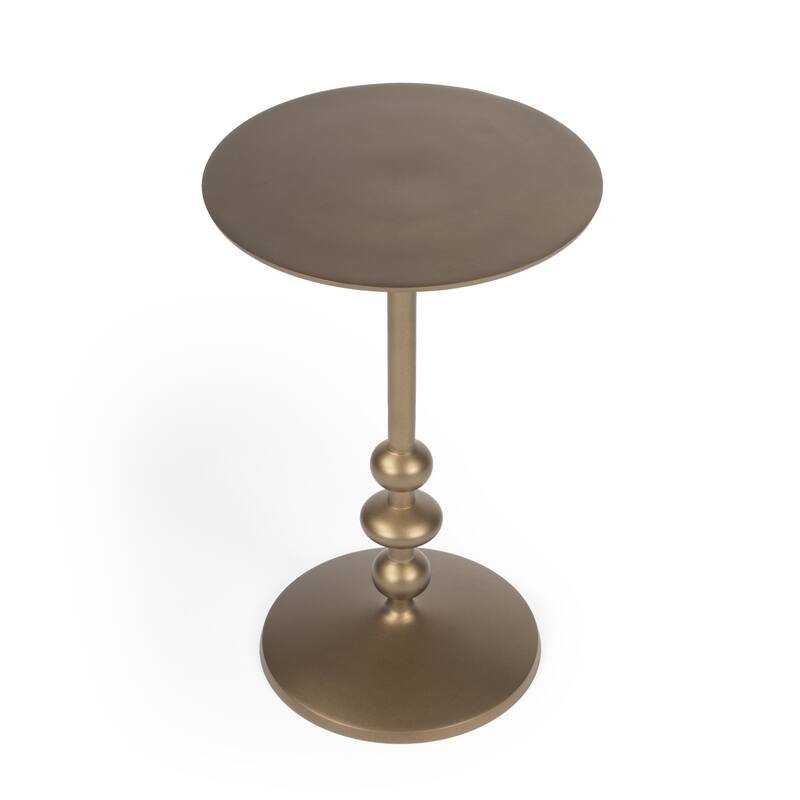 HomeRoots 19" Bronze Aluminum Round Drink Size Pedestal End Table - 12.00 in. x 19.25 in. x 12.00 in.