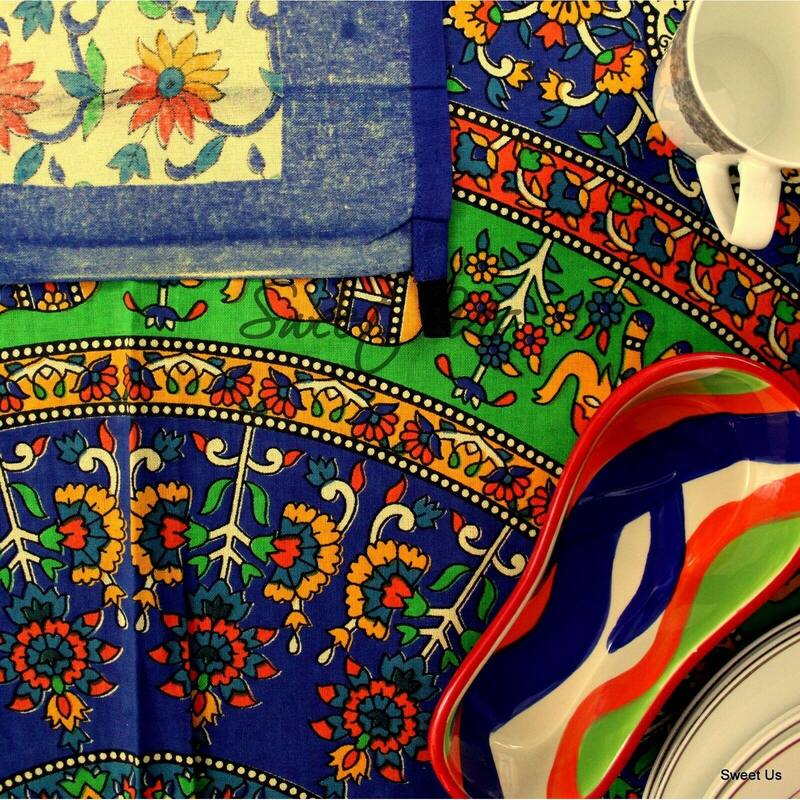 Cotton Secret Elephant Floral Tablecloth Rectangle - 54 x 84 in