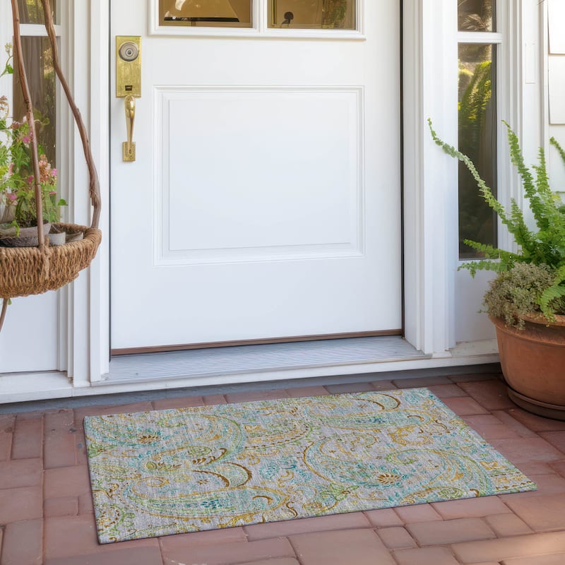 Machine Washable Indoor/ Outdoor Paisley Chantille Rug