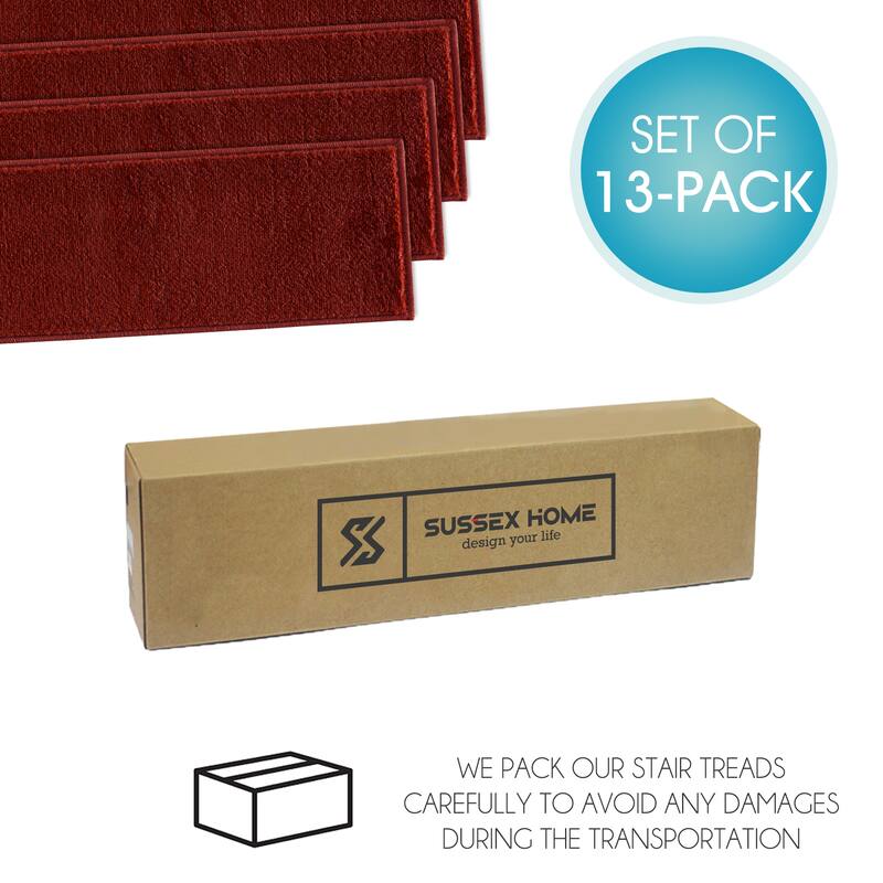 SUSSEXHOME Geometric Stair Treads with Easy to Install Double Adhesive Tape 9" x 28"