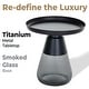 preview thumbnail 10 of 13, Black Titanium Coffee Table with Smoky Gray Glass Base, Round 19x20