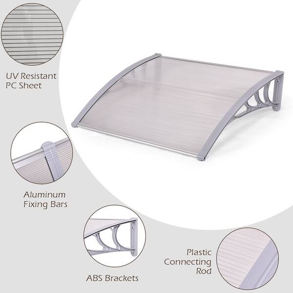 Shop Costway 40 X 40 Window Awning Door Canopy Outdoor Front Door Transparent With Gray Bracket Overstock 18116289