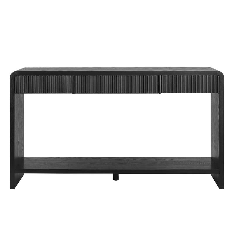 Modern 3-Drawer Console Table with Vertical Slats, Round Edge Design, Perfect for Entryway, Hallway or Behind Sofa