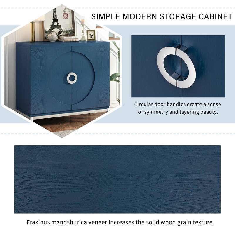 Modern Storage Cabinet with Adjustable Wooden Shelves and Metal Leg Frame for Living Room, Entryway, Dining Room