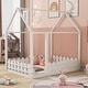 preview thumbnail 54 of 60, Kids Wood Bed, House Bed Frame with Fence-Shaped Guardrails for Teens Girls Boys, Slats are not Included