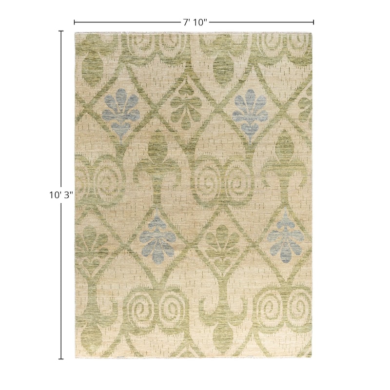 Modern One-of-a-Kind Handmade Area Rug - Ivory, 7' 10" x 10' 3" - 7' 10" x 10' 3"