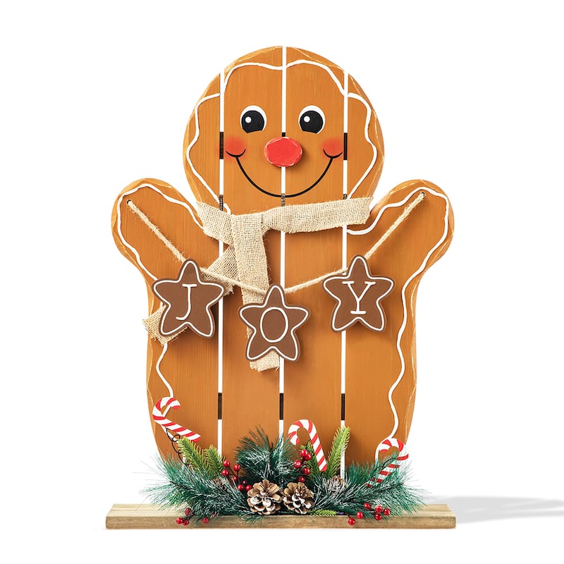 Glitzhome 24"H Wood Gingerbread Man Porch Decor - 24"H