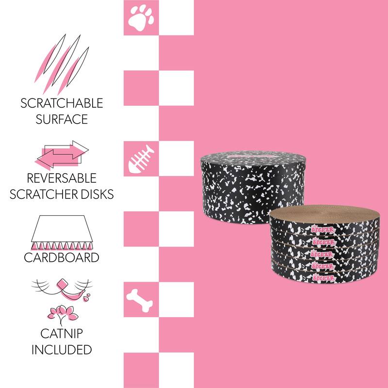 Kate 12" Cardboard Reversible Cat Scratcher Pad in Box with Catnip, (5-Pack)