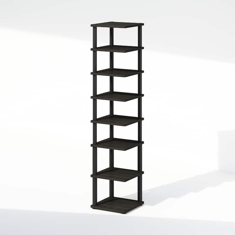8 Tiers Wood Household Shelving Unit in Espresso/Black (11.61 in. W x 52.6 in. H x 11.61 in. D)