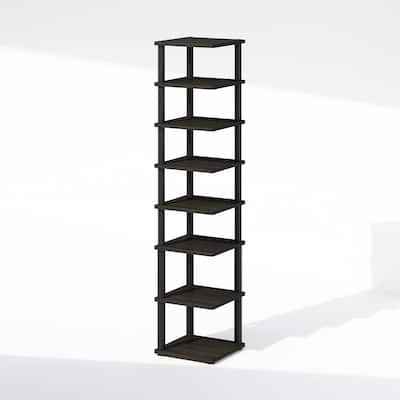 8 Tiers Wood Household Shelving Unit in Espresso/Black (11.61 in. W x 52.6 in. H x 11.61 in. D)