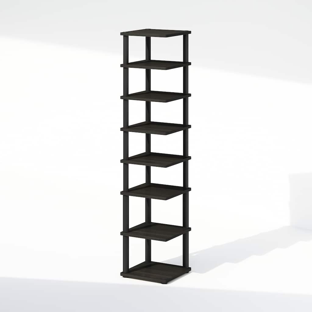 8 Tiers Wood Household Shelving Unit in Espresso/Black (11.61 in. W x 52.6 in. H x 11.61 in. D)