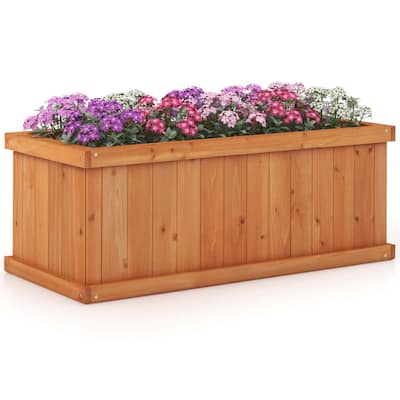 Costway Raised Garden Bed Fir Wood Rectangle Planter Box with Drainage - See Details