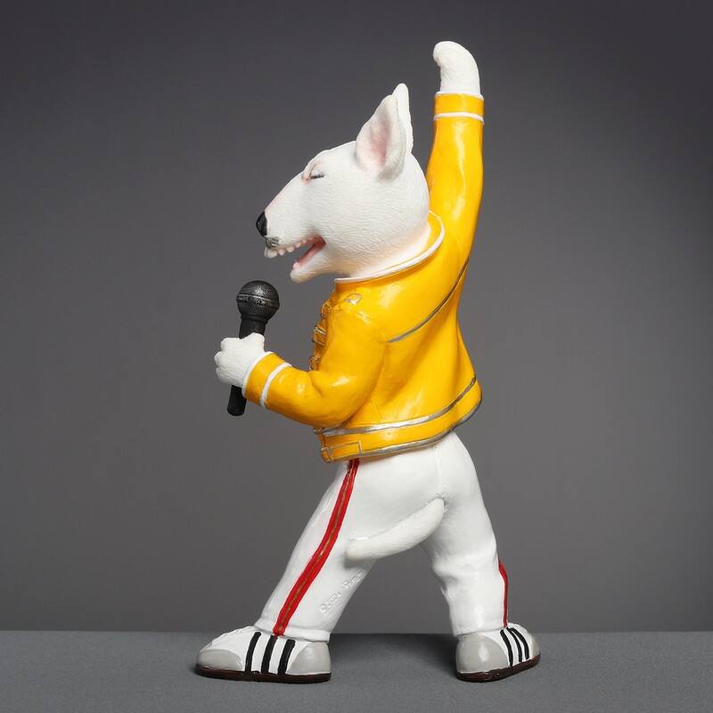 5.12 inches Height Polyresin Bull Terrier Radio Ballad Multicolor Finish Figurine