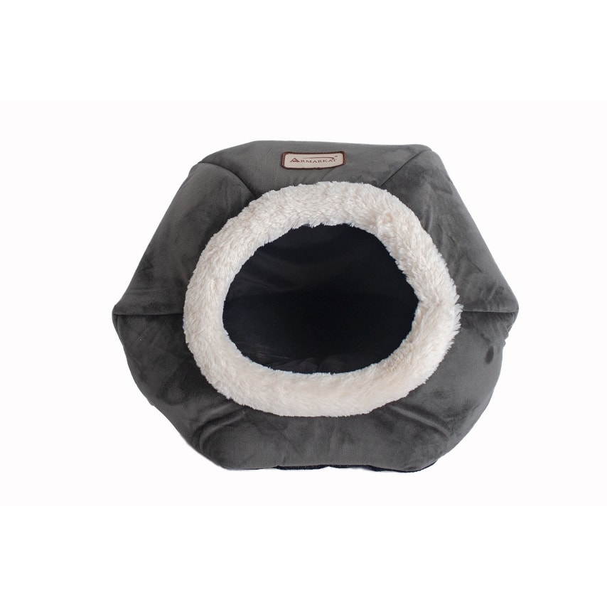 Cat Bed Gray Velvet - 18"(L) x 18"(W) x 14"(H)