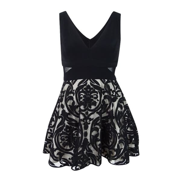 Xscape Women's Embroidered V-Neck Fit & Flare Dress - Bed Bath & Beyond -  41455322