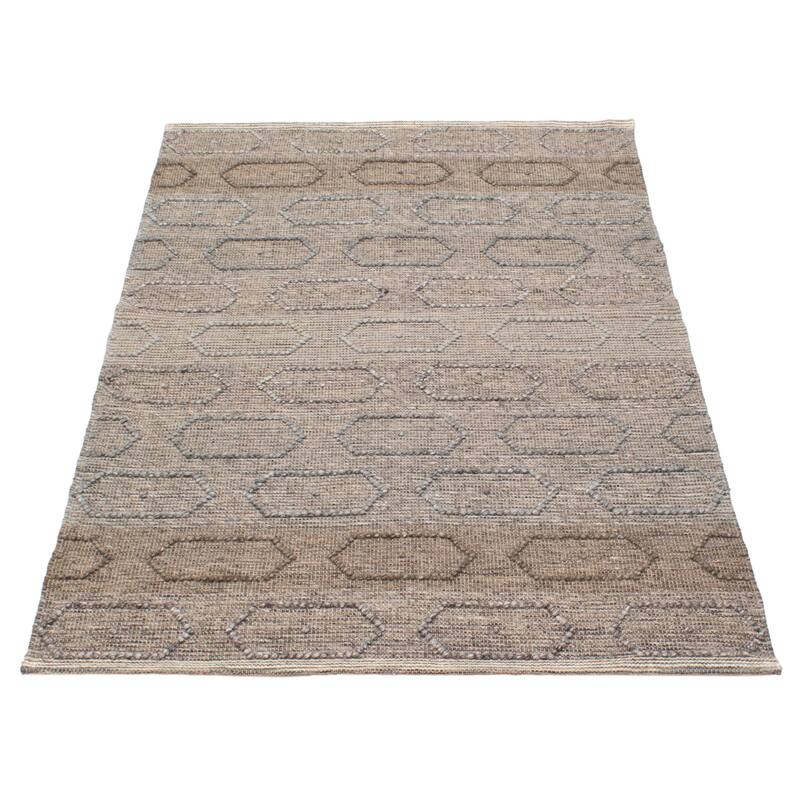 ECARPETGALLERY Braid weave Sienna Grey Wool Rug - 5'0 x 7'9