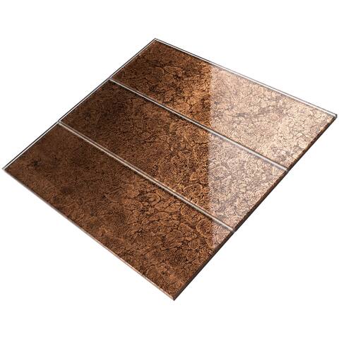 TileGen. 4" x 12" Glass Subway Tile in Brown Wall Tile (30 tiles/10sqft.)
