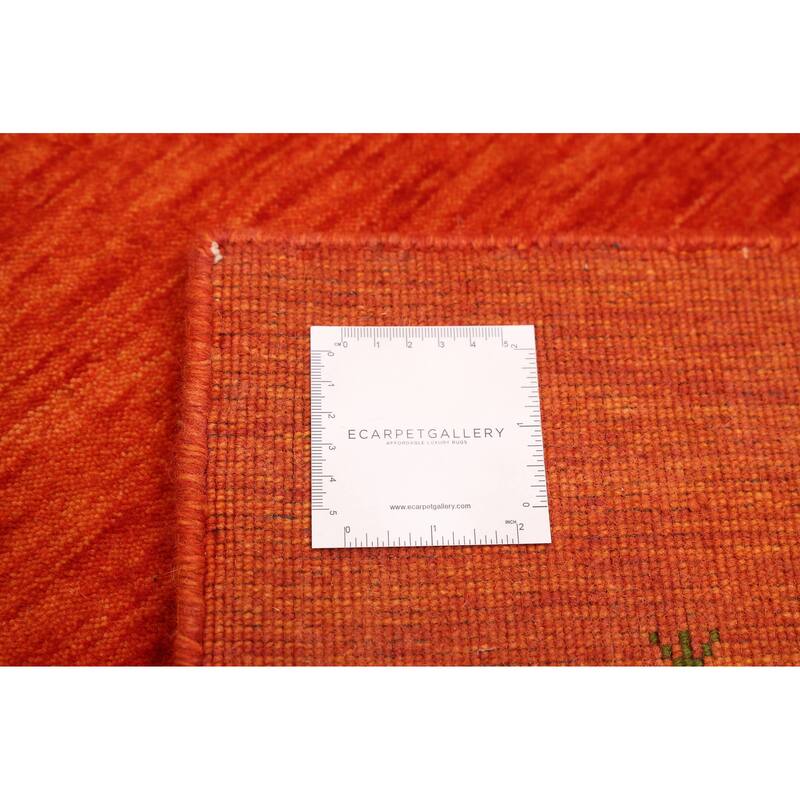 ECARPETGALLERY Hand Loomed Kashkuli Gabbeh Orange Wool Rug - 5'1 x 7'6