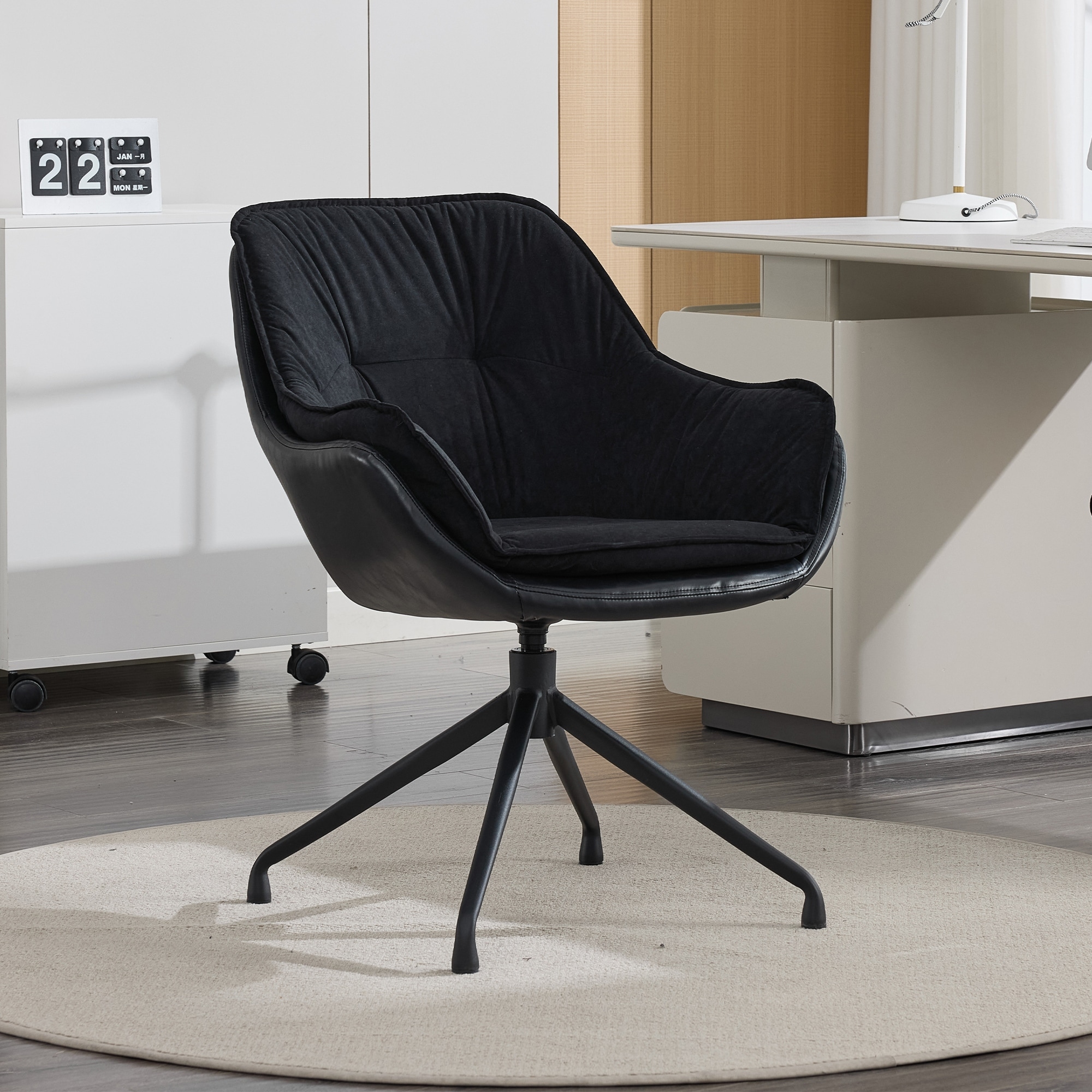 Modern Faux Leather Office Chair, Ergonomic Executive Desk Chair with High Back and Adjustable Features