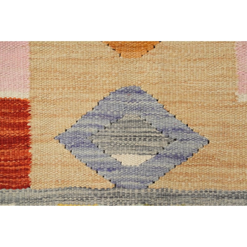 Hand Woven Oriental 100% Wool Carpet Southwestern Tribal Multi-Colored Kilim Area Rug - 8' 10'' X 5' 10''