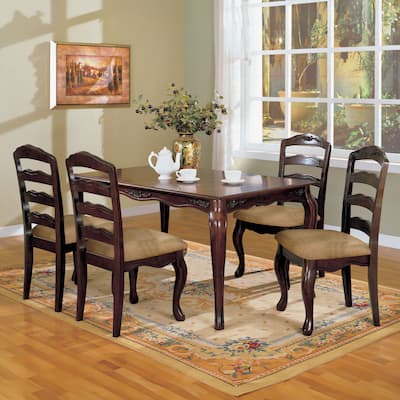 Furniture of America Shak Transitional Brown 5-Piece Dining Table Set