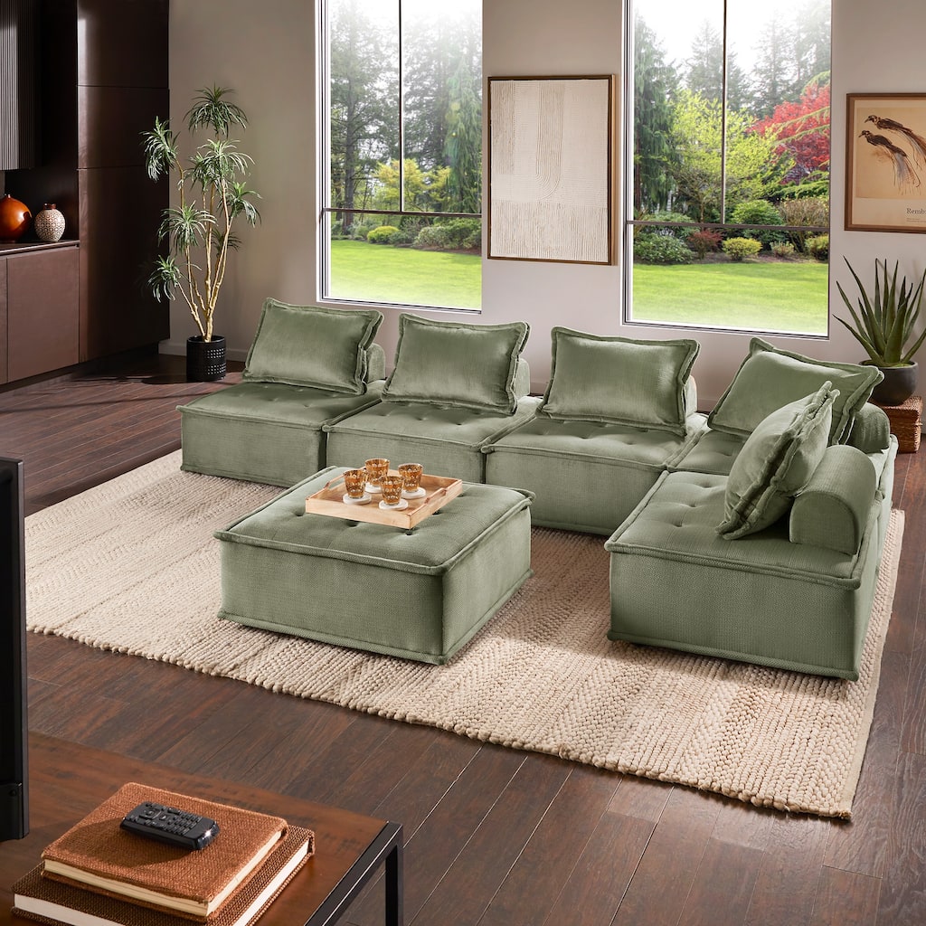 Eureka Velvet Convertible Modular Seating with Pillow Back by iNSPIRE Q Modern