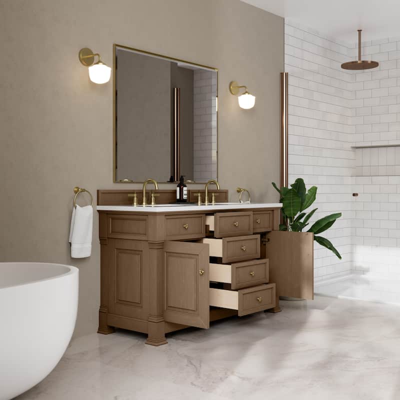 Brookfield 60D" Double Vanity, Pecan