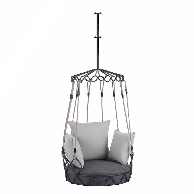Elegant Outdoor Porch Swing Chair with UV Resistant Cushion for Patio and Balcony
