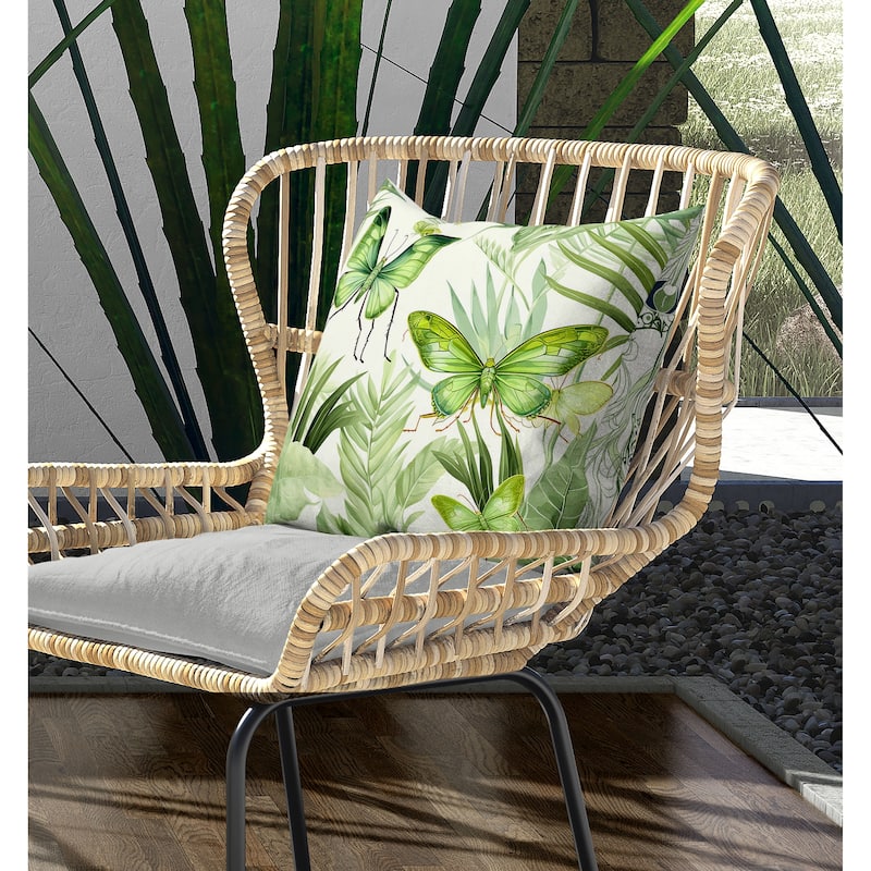 Butterfly Dreams Indoor/Outdoor Reversible Throw Pillow Green