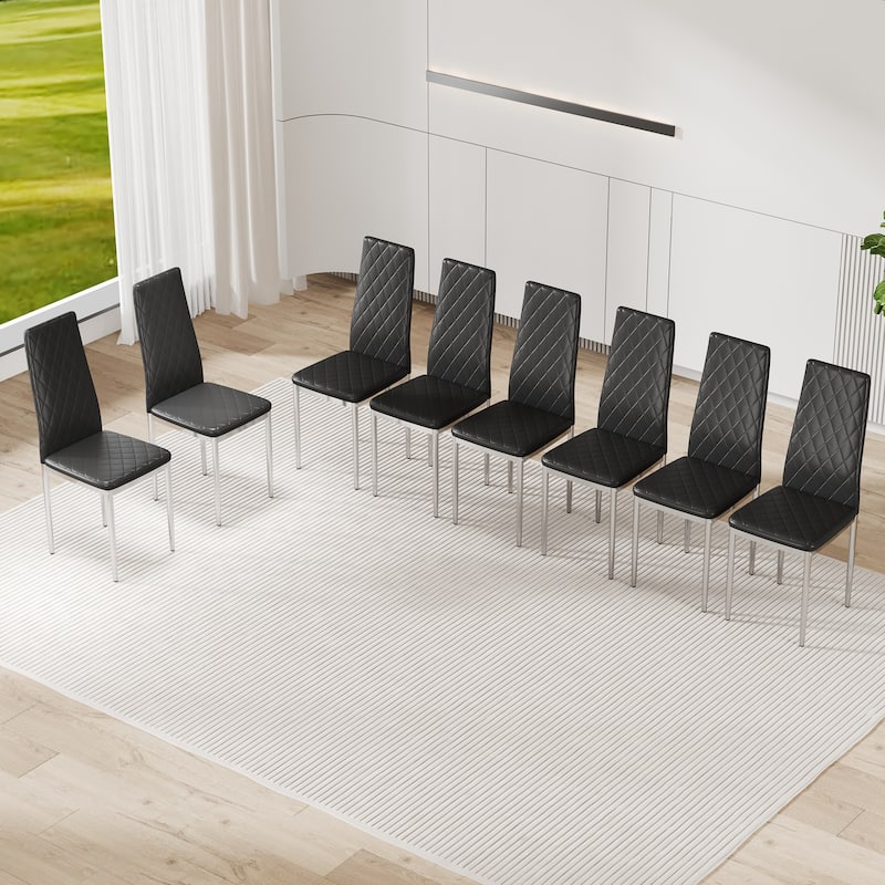 8-Piece Set Dining Chairs, Mid-Back Conference Chairs, 45D High-Density Resilient Sponge Cushion